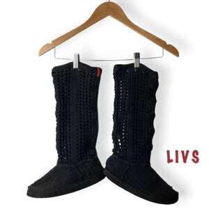 LIVS  Black Crochet Button Up Washable Boots